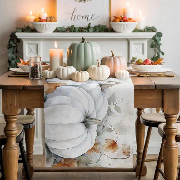 Vintage Pumpkin Table Runner, Autumn Thanksgiving Kitchen Dining Table Decoration for Home Party Decor 13x60 Inches