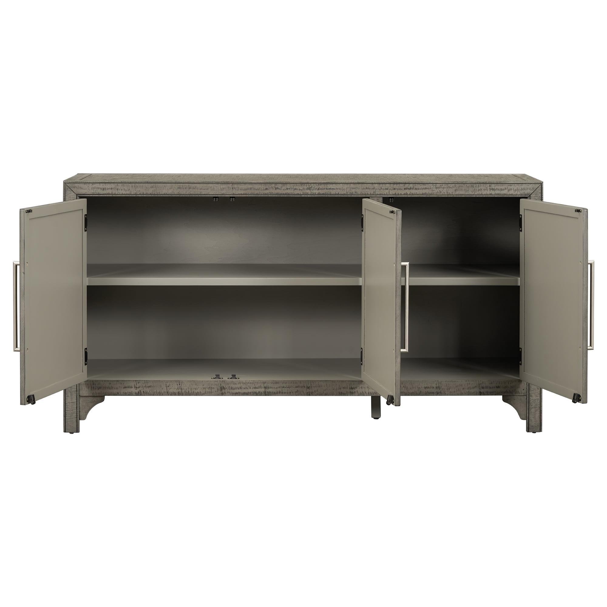 Lunale 60" Storage Sideboard Cabinet, Accent Cabinet with MDF+Pine Veneer, Adjustable Shelves for Kitchen, Living Room, Light Brown