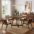 thumbnail image 2 of 31.5 Inch Square Dining Table, Industrial Style Small Kitchen Table With Sturdy Black Metal Base, Space-Saving Dinner Table For 2-4 People, Brown Finish For Rustic Home Decor, 2 of 7