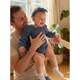 thumbnail image 5 of BemeyourBBs Newborn Baby Girl Denim Romper Outfits Jeans Smocked Bubble Romper Cute Girls Spring Summer Clothes Casual Long Sleeve Bodysuit Bow Headband 2 Pcs Set, 5 of 9