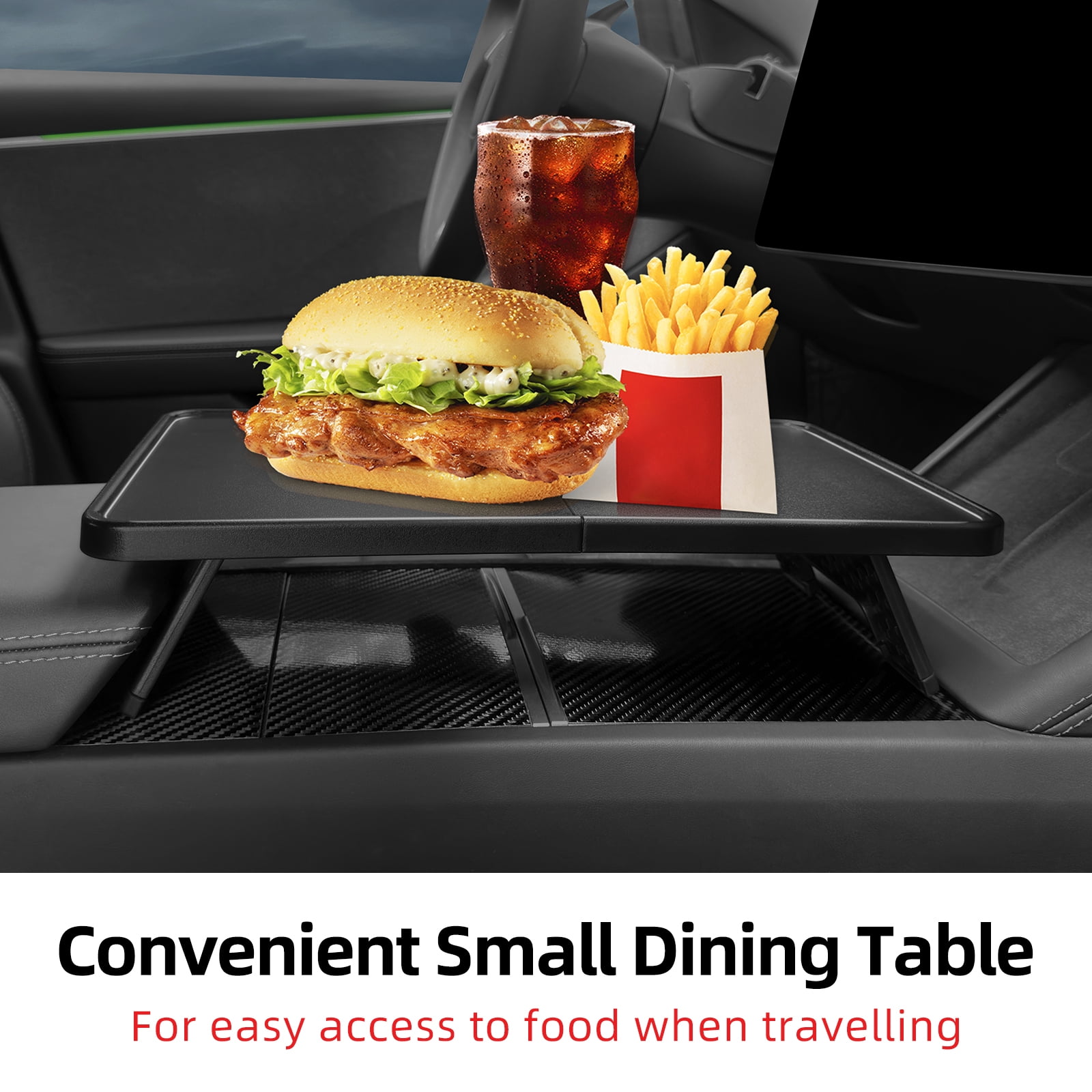 Car Stall Tray Table Foldable for 2017-2024 Tesla Model 3 2019-2024 Model Y Center Console Organizer Tray Food Eating Table