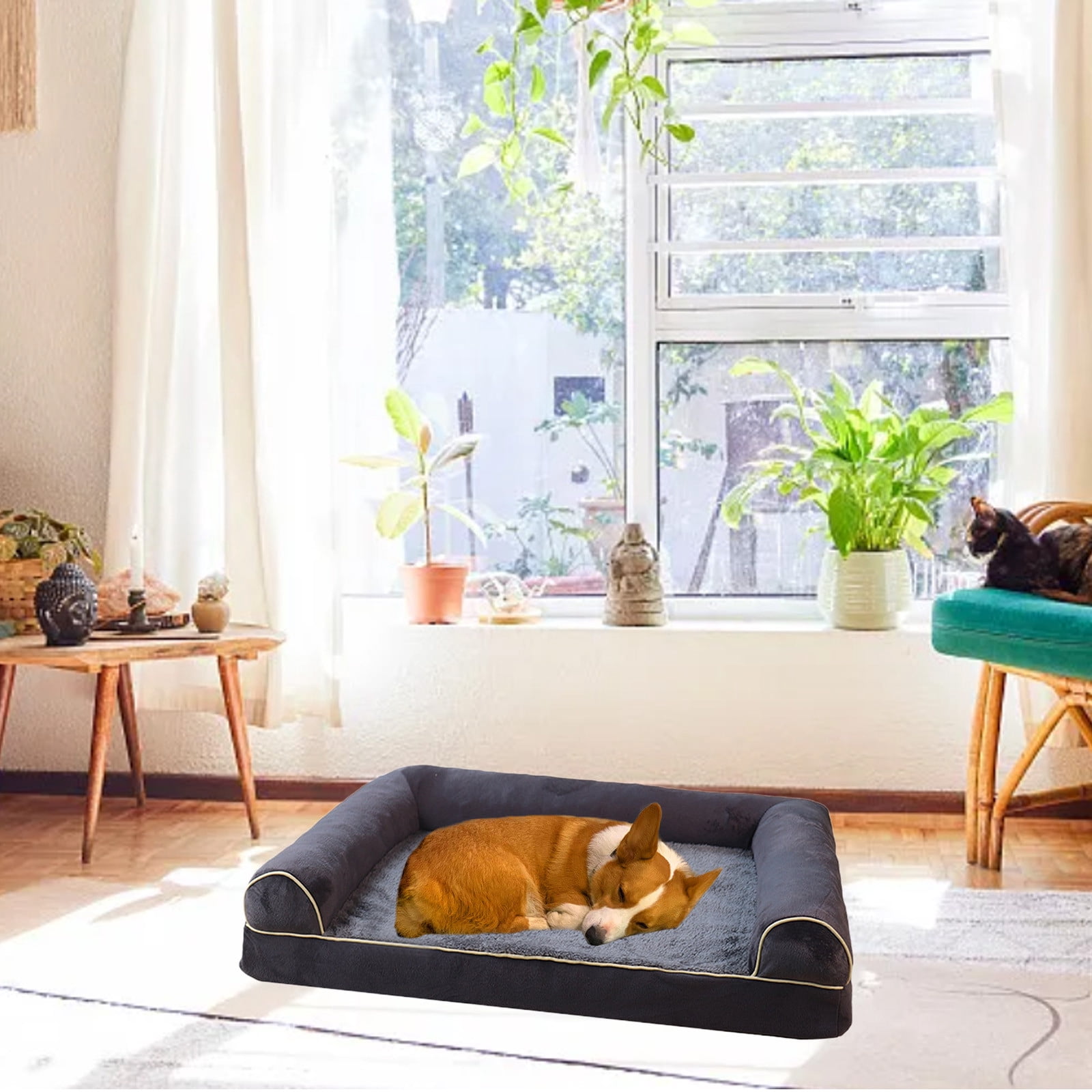 Vadktai Dog Cooling Bed, Summer Sleeping Cool Ice Silk Bed for Small Dogs & Cats, Breathable Washable Pet Beds with Non-Slip Bottom