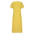 thumbnail image 4 of IROINNID Maxi Dress for Women Summer Short Sleeve Solid Color Soft Comfortable Long Dress Deals,Yellow, 4 of 6