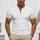 thumbnail image 1 of Blusa y camisa de manga corta con cuello vuelto para hombre, camiseta informal de moda con botones y retazos de cuello redondo y manga corta para hombre., 1 of 7