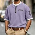 thumbnail image 2 of hotojiny Men's Quarter Zip Pullover Lightweight Textured Half Sleeve Sweatshirt Casual Crew Neck Patchwork Shirts, 2 of 7