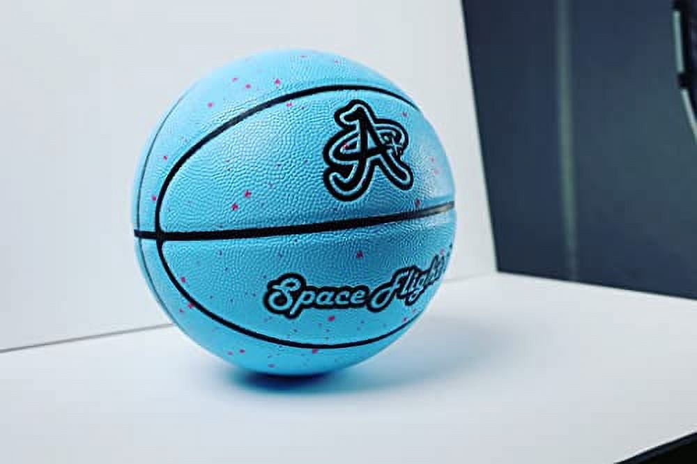 A Plus Collectibles Official Space Flight 1 Leather Game Basketball, Indoor/Outdoor Court, Full Size Kids & Adult Size 7, 29.5"… (Neptune Blue)