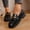 Black, variant on Womens Retro Metal Buckle British Style Flat Loafers, Penny Platform Chunky Loafers Slip-Ons with Gold Buckle, Comfortable Casual Shoes for Women