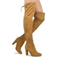 thumbnail image 2 of Wild Diva Lounge Amaya-01 Women's Over The Knee Tie Up High Block Heel Dress Boots, 2 of 10