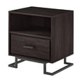 thumbnail image 3 of 20" Contemporary Metal and Wood Night Stand with One-Drawer - Charcoal, 3 of 7