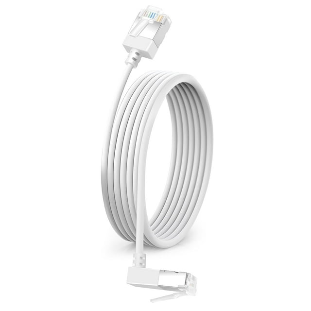 Cable Ethernet Dutevolns Ultra Thin Cat 6 de 90° hacia abajo 7,6 m, blanco