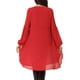 thumbnail image 3 of Blusas asimétricas de chiffon de manga larga con cuello redondo para mujer, estilo casual y elegante, color rojo, 3 of 6