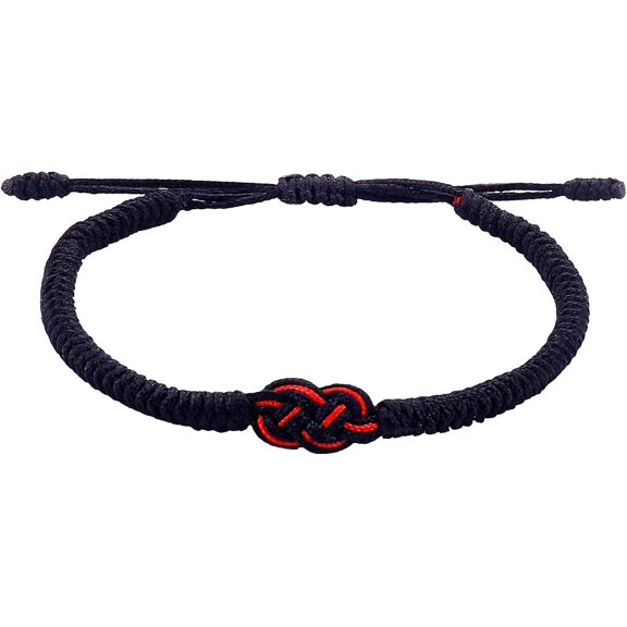 Tibetan Handmade Red String His and Her Bracelets,Couple Bracelet Friendship Bracelet - Black Red String Thread for Protection-Valentine Christmas Gift Idea for Friend Love Family