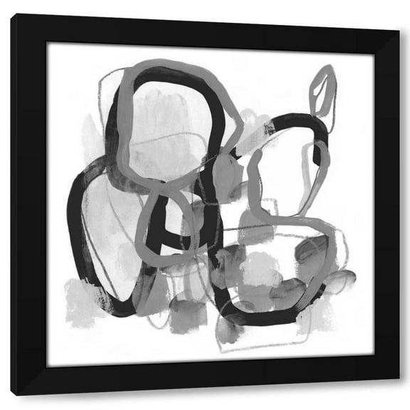 June Erica Vess 12x12 Black Modern Wood Framed Wall Art Titled - Black and Grey Pendulum I