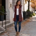 thumbnail image 5 of DISKEBUISS Women's Long Hooded Puffer Vest Sleeveless Quilted Mid-Length Padded Gilet with Pockets for Fall Winter, 5 of 8