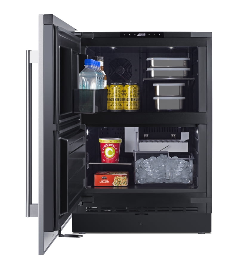 Summit 24 Inch Refrigerator Freezer, Undercounter, 3.2 cu.ft Capacity, Stainless Steel- FFRF5IMLHD (Left Handed Door Swing)