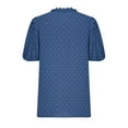 thumbnail image 4 of Wycnly Cute Tops for Women Solid V-Neck Short Sleeve T shirts Summer Puff Sleeve Elegant Lace Trim Comfy Chiffon Tunic Blouses Blue M Under $5, 4 of 5