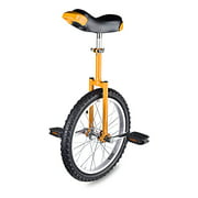 Astonishing Yellow 18 Inch in 18" Mountain Bike Wheel Frame Unicycle Cycling Bike with Comfortable Release Saddle Seat