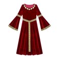 thumbnail image 5 of Miutii Kids Girls Renaissance Princess Dress Medieval Outfit Role-play Long Flare Sleeve Velvet Dress Up Red 6, 5 of 6