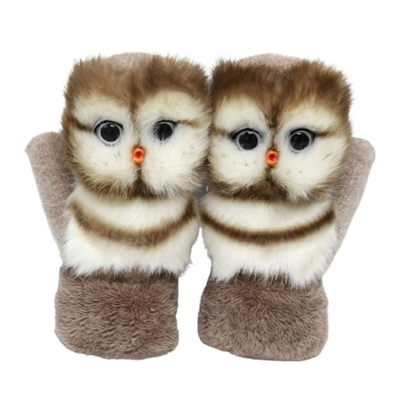 Mujeres Invierno Guantes Novedad Animal Usando Algodón para Snowboard Esquí Hombres Niñas Papá Búho de café Zulema Guantes de invierno para mujer