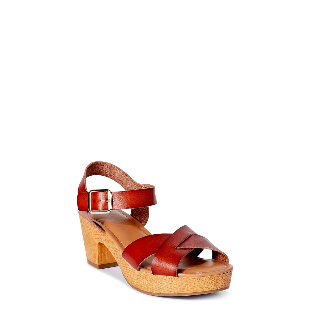 Time and Tru - Time and Tru Women’s Wooden Heel Sandals - Walmart.com ...