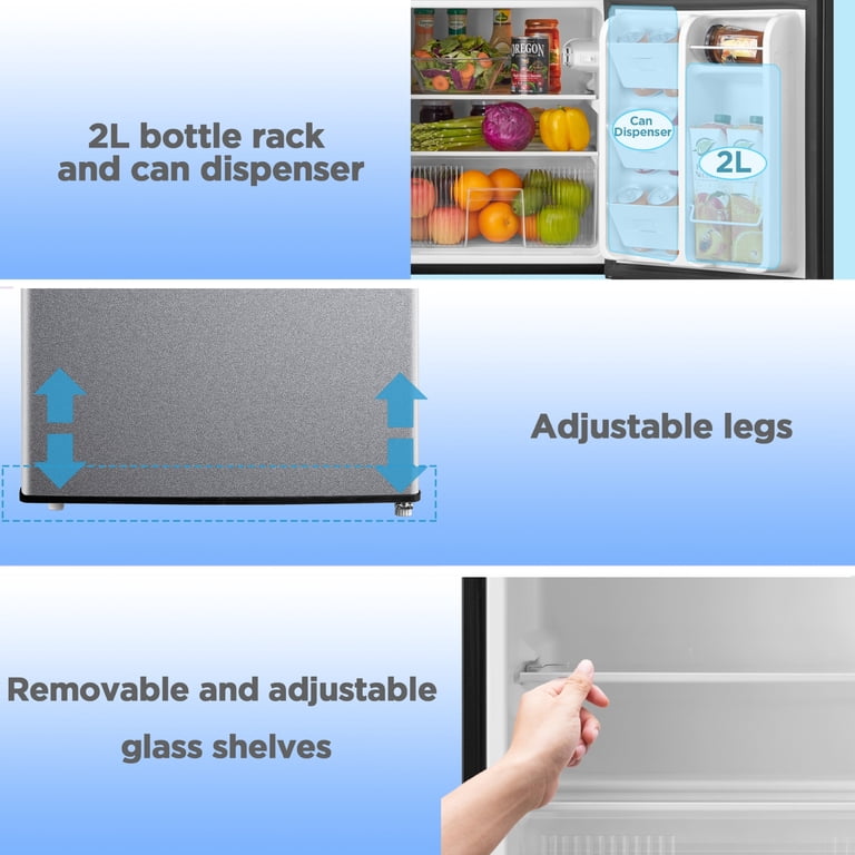 Mainstays 3.2 Cu Ft Two-Door Refrigerator with Freezer, Stainless Steel photo 3