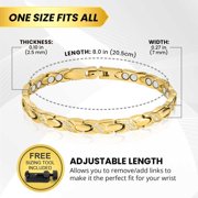 MagnetRX® Ultra Strength Magnetic Bracelets for Women – Double Magnet Stainless Steel Crystal Bracelet for Women – Adjustable Bracelet Length with Sizing Tool (Gold)