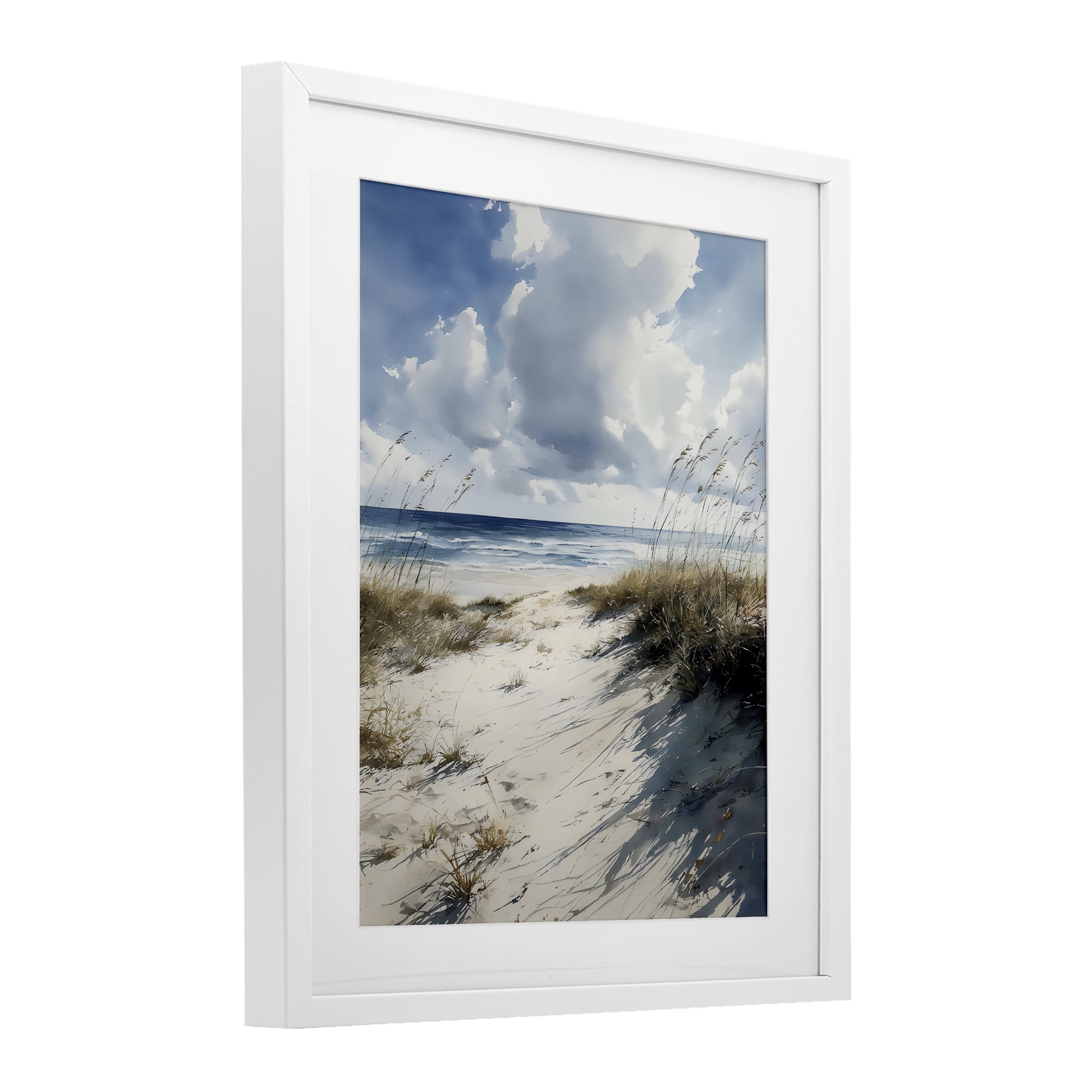 Stupell Industries Dune Beach at Midday White Framed Print Under Glass, design by Franklyn Gregory
