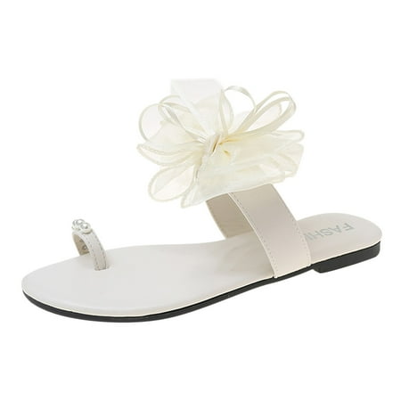 

WANYNG Fashion Spring And Summer Women SlippersRhinestone Bow Flat Ribbon Solid Color Casual Style Women S Slide on Sneaker Womens New Slippers Size 8 New