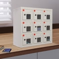 thumbnail image 2 of 9-Door Cell Phone Locker with Individual Charging Outlets, Metal Phone Storage Cabinet with Keyed Locks, Employee Lockers for School, Factory, Gym, Government (See-Through Style, 9 Doors), 2 of 18