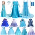 thumbnail image 2 of Disney Girls Frozen Elsa Princess Dresses Kids Cosplay Snow Queen Carnival Party Mesh Clothing Children Birthday Outfit CostumeTag 100cm ( 2-3T) Gao Jinjia LED, 2 of 2