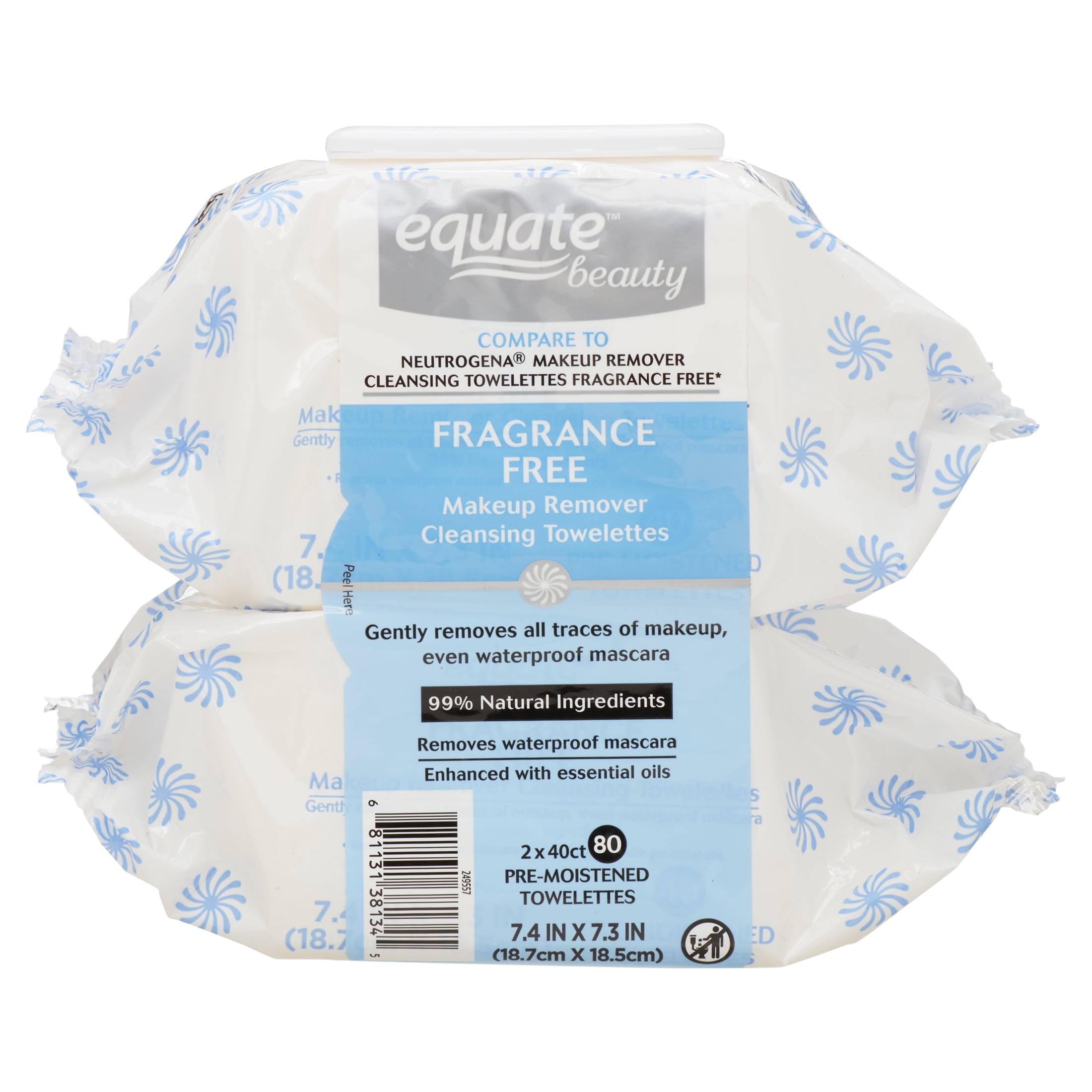 Equate Facial Beauty Fragrance-Free Cleansing & Makeup Remover Towelettes, 80 Count, Pack - Walmart.com