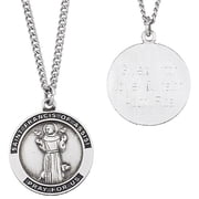 Personalized Planet Engraved St. Francis Medal Sterling Silver Pendant