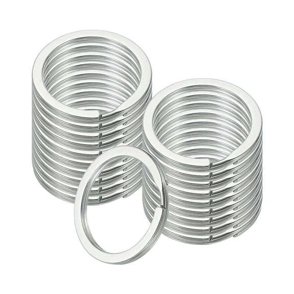 20pcs Split Keychain Rings, 25mm Round Flat Keyrings Stainless Steel Open Key Chain Ring Dog Tag Rings for DIY Keychain Craft Lanyard, 1.8mm Thick, Silver