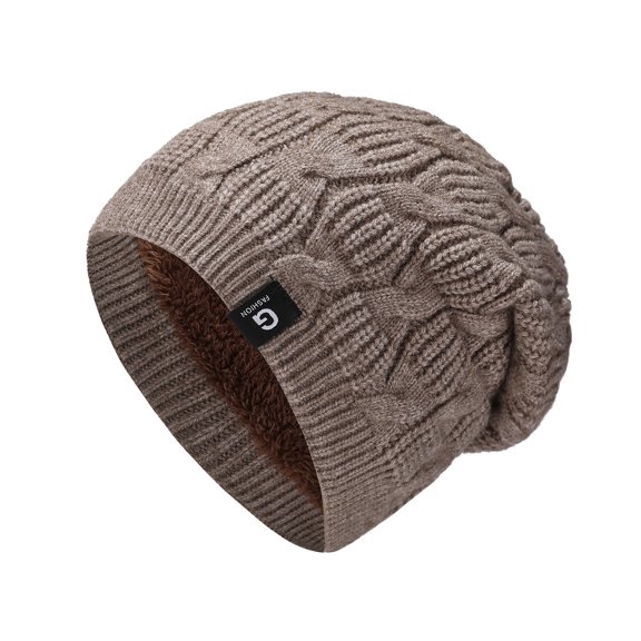 Dyfzdhu Women Mens Granular Solid Color Caps Must Have Fleece Thickened Cold Proof Ear Guards for Riding Beige