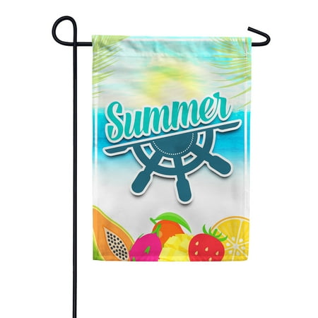 America Forever Summer Fruit Tropical Beach Garden Flag 12.5 x 18 inches Papaya Strawberry Lemon Palm Leaves Paradise Island Double Sided Seasonal Yard Outdoor Decorative Coastal Garden Flag