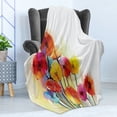 thumbnail image 4 of Flower Soft Flannel Fleece Throw Blanket, Gerbera Bouquets Romantic Floral Arrangement Blossom Side of the Nature, Cozy Plush for Indoor and Outdoor Use, 70" x 90", Red Yellow, by Ambesonne, 4 of 5