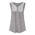 thumbnail image 4 of Birdeem Mode Décontractée pour Femmes Col Rond Dentelle Sans Manches Boutons Hauts Blouse T-Shirt, 4 of 6