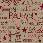 Burlap Print Christmas Believe, Red, 47/