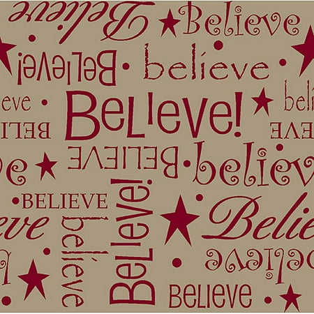 Burlap Print Christmas Believe, Red, 47/