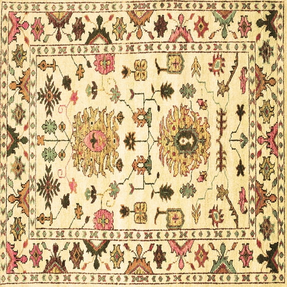 Ahgly Company Indoor Square Abstract Brown Contemporary Area Rugs, 4' Square