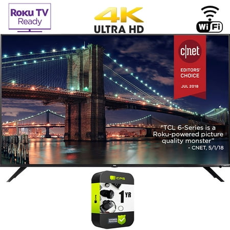 Restored TCL 55R613 55" 6Series 4K QLED UHD HDR Roku Smart TV (2018 Model) with 1 Year Protection Plan (Refurbished)