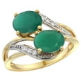 thumbnail image 1 of 14K Yellow Gold Diamond Natural Quality Emerald 2-stone Mothers Ring Oval 8x6mm, size 10, 1 of 4