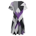 thumbnail image 5 of Purple Black Grey Abstract Sundress Short Sleeve Dress Summer Women Clothes Dress for Women Dresses, 5 of 7