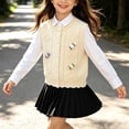 thumbnail image 5 of Cethrio Girls Sweater Vests, Sleeveless Buttons Knitted Stretchy Fall Winter Clothing Beige Size 7-8 T, 5 of 8