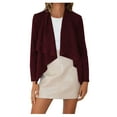 thumbnail image 2 of qolati Women's Faux Suede Jacket Vintage Long Sleeve Open Front Cardigans Fall Clothes Lightweight Casual Loose Ruched Outerwear Coat, 2 of 5