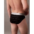 thumbnail image 5 of Calvin Klein Men's Brushed Microfiber Stretch Hip Briefs Triple Logo Stripe Platinum Rust X-Large, 5 of 6
