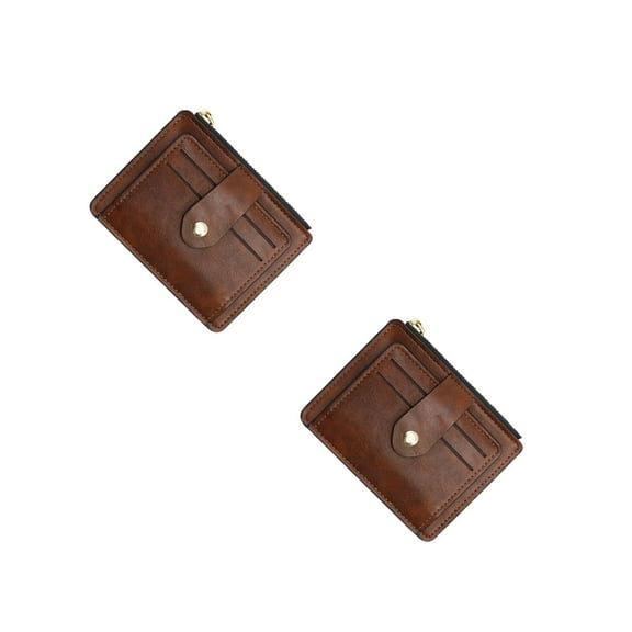 Hemoton 2pcs Simple Purse PU Leather Wallet Zipper Buckle Style Multi-card Wallet for Women Ladies (Brown)