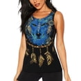 thumbnail image 1 of Fotbe Wolf Head And Dreamcatcher Blusas Sin Mangas para Mujer – Estilo Casual, Corte Suelto, Slim-Fit, Cuello Redondo Deportivo, Tops de Verano para Gimnasio y Yoga-Small, 1 of 7