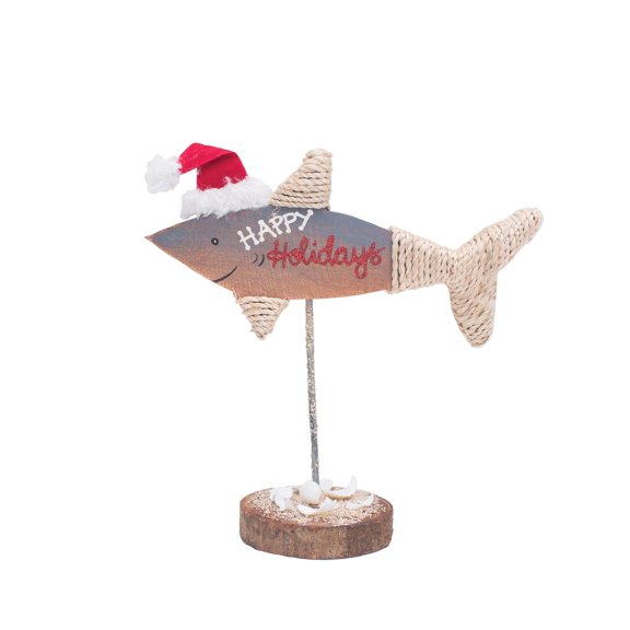 Wood Carved Fish Christmas Tree Ornament