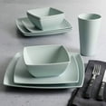 thumbnail image 6 of Gibson Home 16 Piece Square Melamine Dinnerware Set Plates, Bowls, & Cups, Mint, 6 of 6